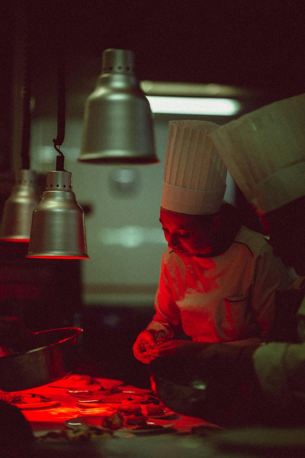 Chef preparing dish
